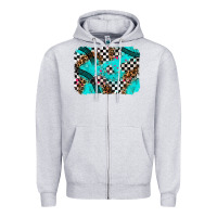 Heather Grey race day turquoise background Zipper Hoodie - AdoDesignShop