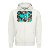 Oatmeal Heather race day turquoise background Zipper Hoodie - AdoDesignShop