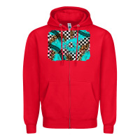 Red race day turquoise background Zipper Hoodie - AdoDesignShop