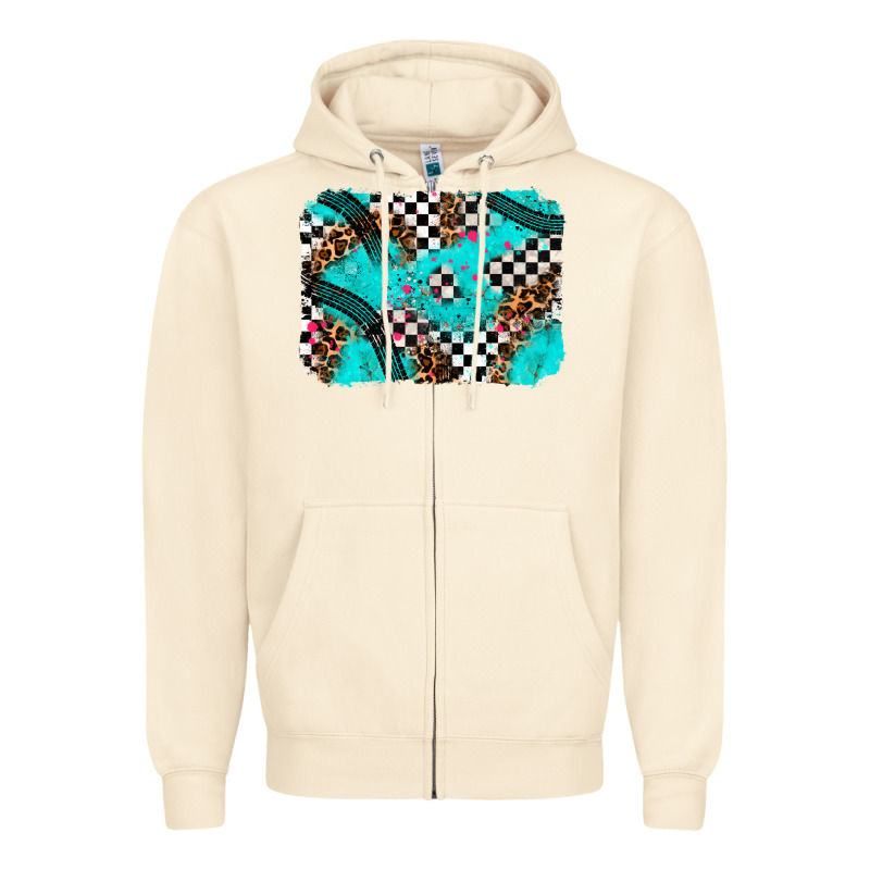 Race Day Turquoise Background Zipper Hoodie by AdoDesignShop | Teevron