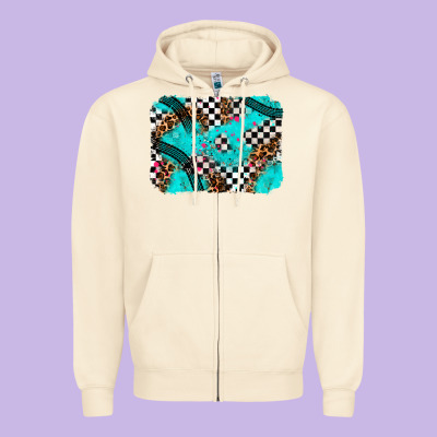 Race Day Turquoise Background Zipper Hoodie Designed By Adodesignshop
