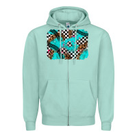 Seafoam race day turquoise background Zipper Hoodie - AdoDesignShop