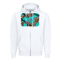 White race day turquoise background Zipper Hoodie - AdoDesignShop