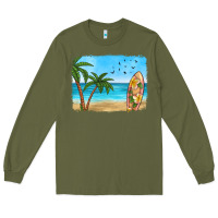 Army Green beach background Long Sleeve Tee - HRA Design Shop