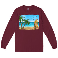 Burgundy beach background Long Sleeve Tee - HRA Design Shop