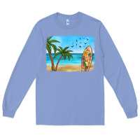 Colony Blue beach background Long Sleeve Tee - HRA Design Shop