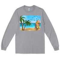 Heather Grey beach background Long Sleeve Tee - HRA Design Shop