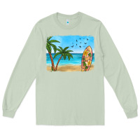 Matcha beach background Long Sleeve Tee - HRA Design Shop