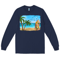 Navy beach background Long Sleeve Tee - HRA Design Shop