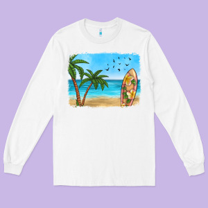 Beach Background Long Sleeve Tee Designed By Hra Design Shop