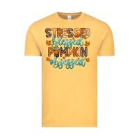 Vintage Mustard stressed blessed pumpkin obsessed Vintage Tee - Zillion Design Studio