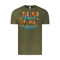 Vintage Olive stressed blessed pumpkin obsessed Vintage Tee - Zillion Design Studio