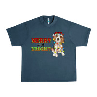 Midnight Navy merry and bright beagle Urban Heavy Tee - RanaPortraitStore