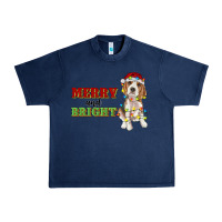 Navy merry and bright beagle Urban Heavy Tee - RanaPortraitStore