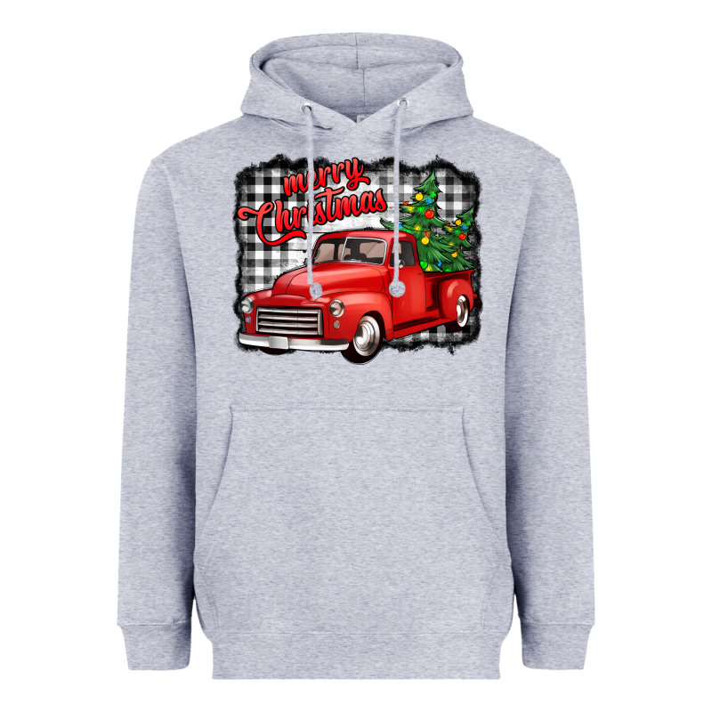 Merry Christmas Red Truck Christmas Trees Heavyweight Hoodie by Jasminsmagicworld | Teevron