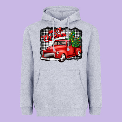 Merry Christmas Red Truck Christmas Trees Heavyweight Hoodie Designed By Jasminsmagicworld