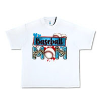 White baseball mom with leopard Urban Heavy Tee - Zillion Design Studio