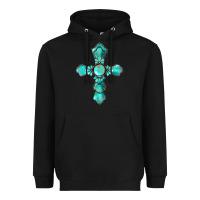 Black western turquoise gemstone cross Heavyweight Hoodie - BarkalooDesign