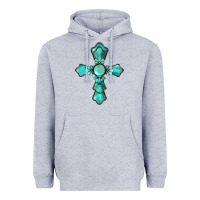 Heather Grey western turquoise gemstone cross Heavyweight Hoodie - BarkalooDesign