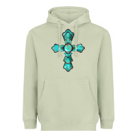 Matcha western turquoise gemstone cross Heavyweight Hoodie - BarkalooDesign