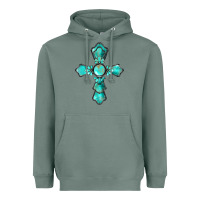 Sage western turquoise gemstone cross Heavyweight Hoodie - BarkalooDesign