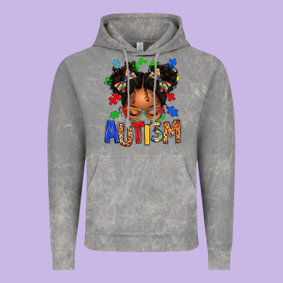 Autism Afro Girl Vintage Hoodie Designed By Texasbilliewilder