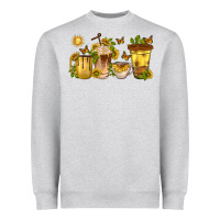 Heather Grey sunflower coffee cups Heavyweight Sweatshirt - texasbilliewilder