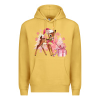 Antique Gold reindeer pink christmas Premium Hoodie - MaliasSmallBusiness