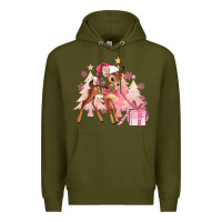 Army Green reindeer pink christmas Premium Hoodie - MaliasSmallBusiness