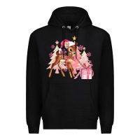 Black reindeer pink christmas Premium Hoodie - MaliasSmallBusiness