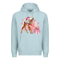 Blue Mist reindeer pink christmas Premium Hoodie - MaliasSmallBusiness