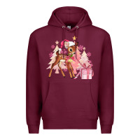 Burgundy reindeer pink christmas Premium Hoodie - MaliasSmallBusiness