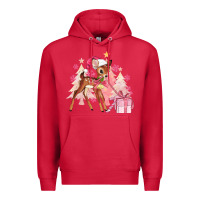 Cardinal reindeer pink christmas Premium Hoodie - MaliasSmallBusiness