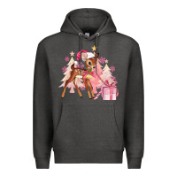 Charcoal Heather reindeer pink christmas Premium Hoodie - MaliasSmallBusiness