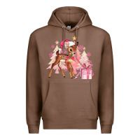 Chestnut reindeer pink christmas Premium Hoodie - MaliasSmallBusiness