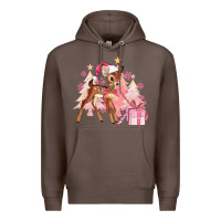Coffee reindeer pink christmas Premium Hoodie - MaliasSmallBusiness