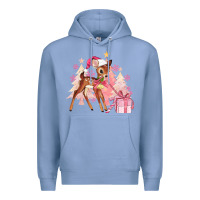 Colony Blue reindeer pink christmas Premium Hoodie - MaliasSmallBusiness