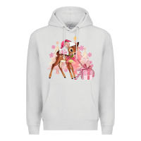 Dove Grey reindeer pink christmas Premium Hoodie - MaliasSmallBusiness