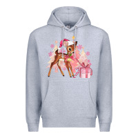 Heather Grey reindeer pink christmas Premium Hoodie - MaliasSmallBusiness