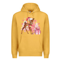 Mustard reindeer pink christmas Premium Hoodie - MaliasSmallBusiness