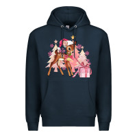 Navy reindeer pink christmas Premium Hoodie - MaliasSmallBusiness
