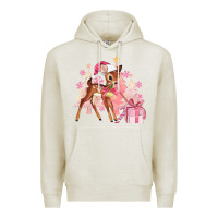 Oatmeal Heather reindeer pink christmas Premium Hoodie - MaliasSmallBusiness