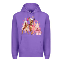 Purple reindeer pink christmas Premium Hoodie - MaliasSmallBusiness