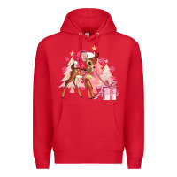 Red reindeer pink christmas Premium Hoodie - MaliasSmallBusiness