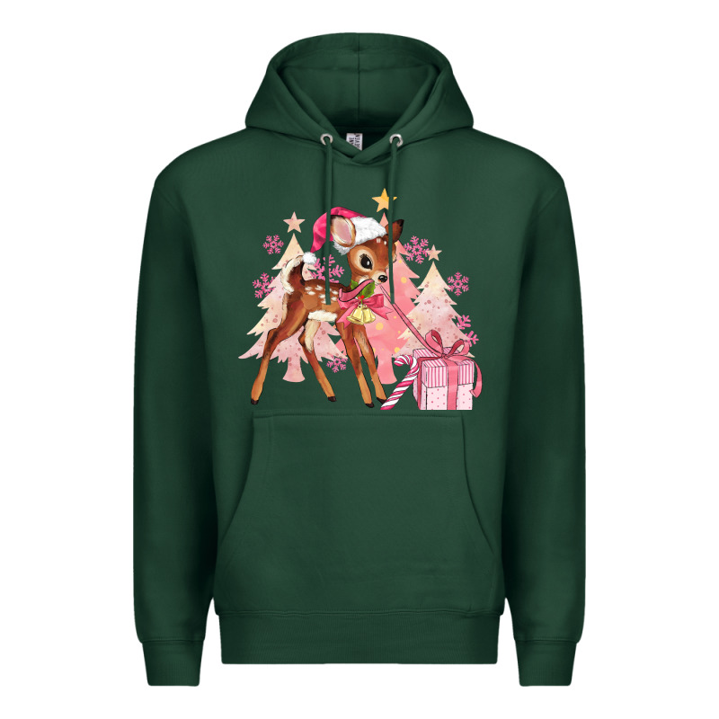 Reindeer Pink Christmas Premium Hoodie by MaliasSmallBusiness | Teevron