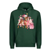 Sports Green reindeer pink christmas Premium Hoodie - MaliasSmallBusiness