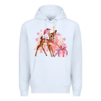 White reindeer pink christmas Premium Hoodie - MaliasSmallBusiness