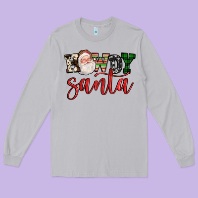 Howdy Santa Long Sleeve Tee Designed By Fadigitalartstudio
