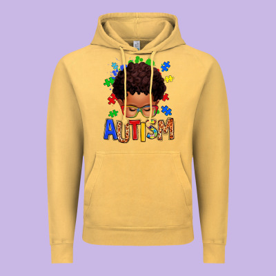 Autism Afro Kid Vintage Hoodie Designed By Texasbilliewilder