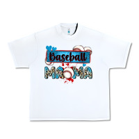 White baseball mama with leopard Urban Heavy Tee - Zillion Design Studio